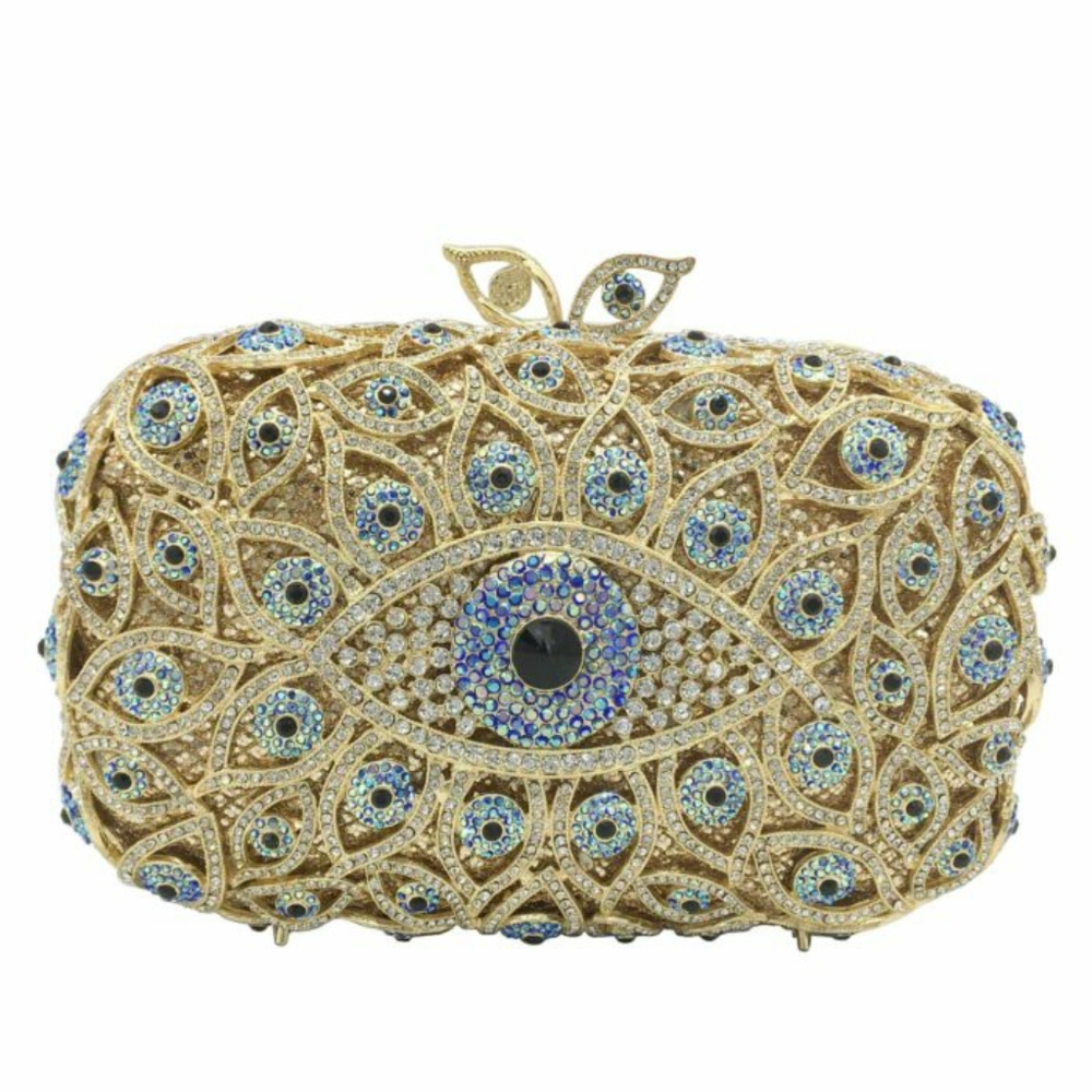 Evil Eyes Crystal Clutch Purse